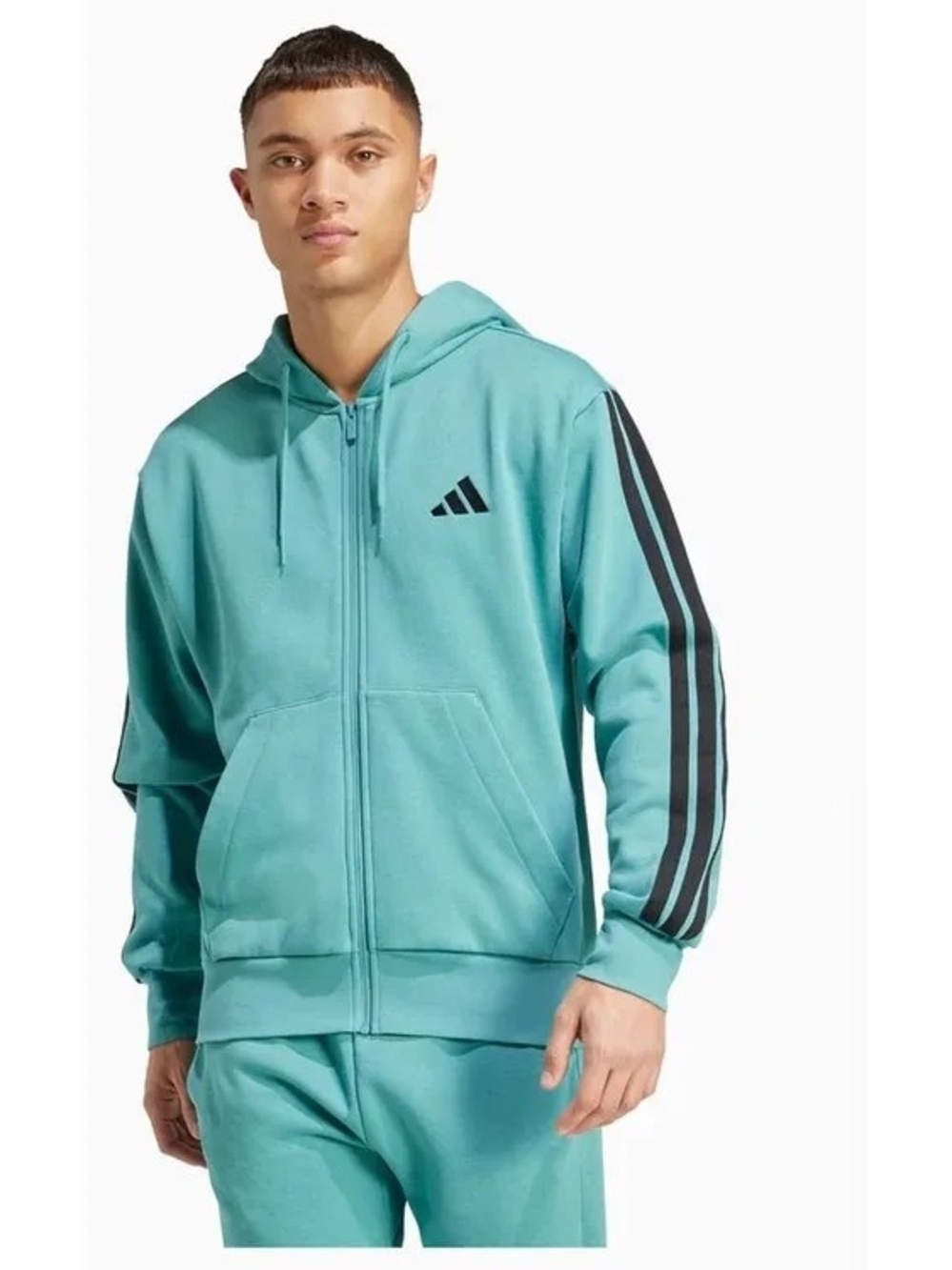NWT Adidas Essentials 3-Stripes Fleece Hoodie - Mint Mens Medium
